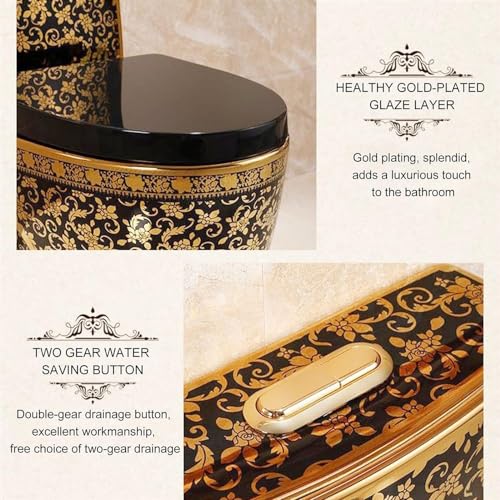 Toaleta Golden Toliet, Toalety Do Łazienek O Podwyższonej Wysokości, Toaleta Jednoczęściowa, Toaleta Z Podwójnym Spłukiwaniem I Komfortowym Siedziskiem, Toaleta Kom,300mm-27.2x30.7x15.3in