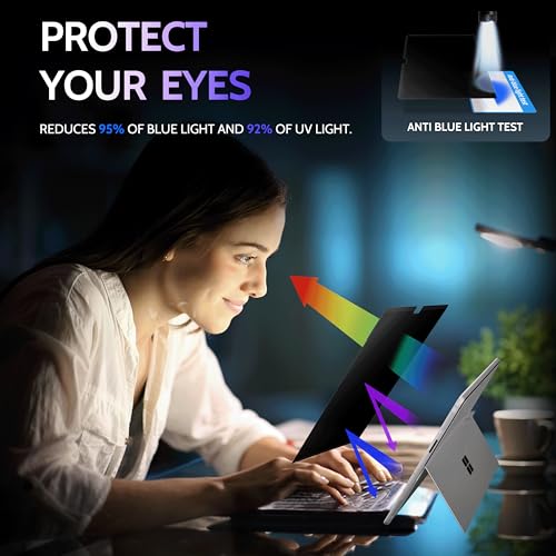 Image of Peslv Privacy Screen for 13 Inch Surface Pro 11 /10 /9 /8 /X, MagicSuction Removable Anti Spy Black Protector, Glare Blue Light Filter for Microsoft Laptop Computer Monitor