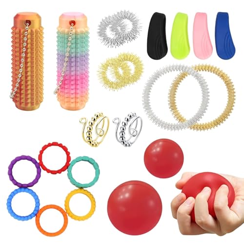 22 Stück Skills Set, mit Stressball Akupressur Ring, Stressabbau Erwachsene