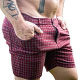 Mañozzo Men’s Plaid Tailored Shorts – 7” Inseam, Slim Fit, Stretch Casual Summer Shorts, Flat Front Style