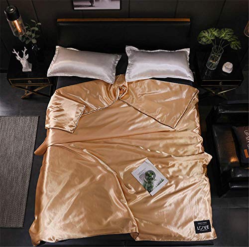 ZIJINJIAJU,夏用洗える肌布団,吸湿性＆通気性に優れ 柔らかな肌触り，冷感＆パイル掛け布団,変形することなく洗濯機で洗えます (淡い黄色, 150cm*200cm)