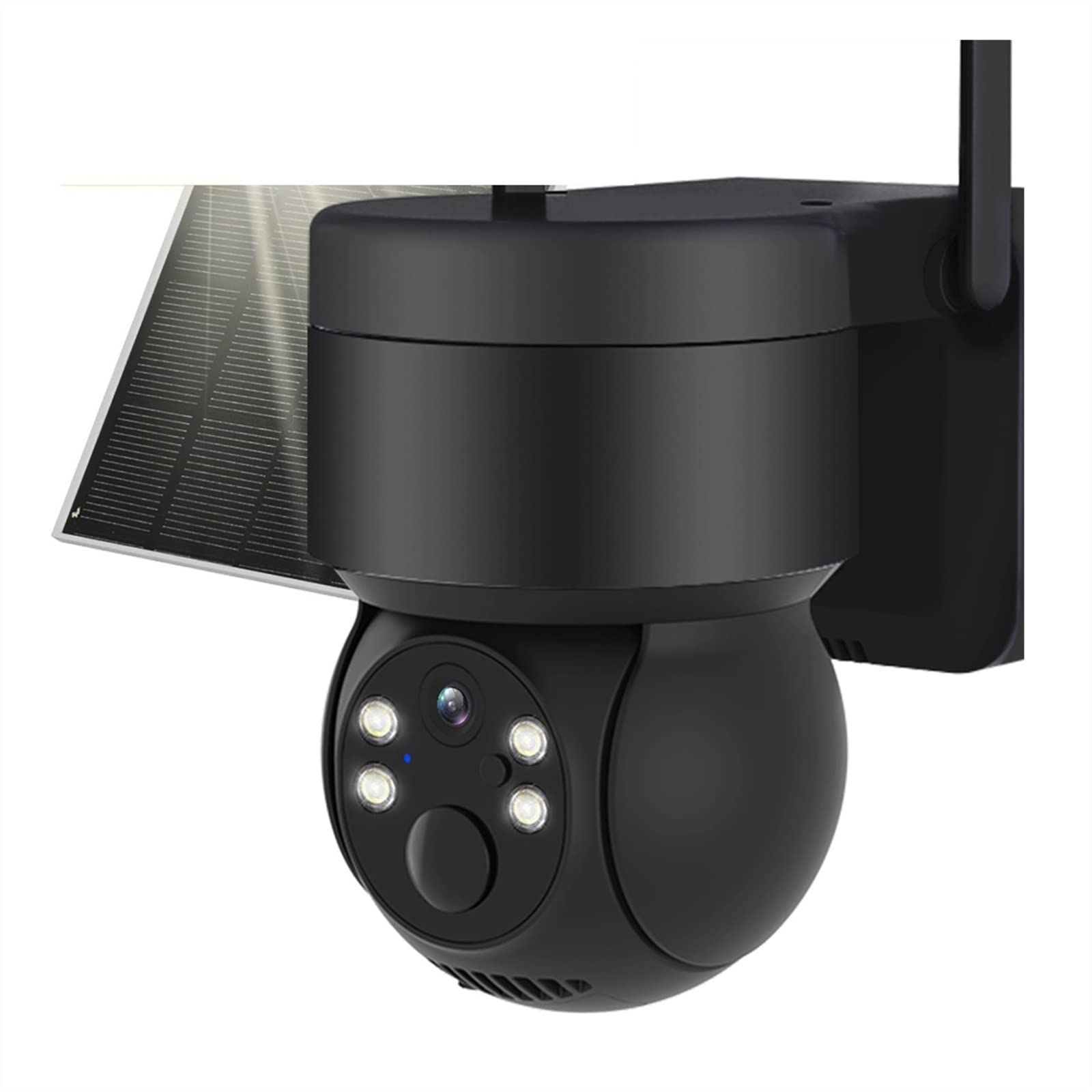 Telecamera Wifi Esterno, Telecamera di sicurezza Telecamera di sorveglianza wireless con batteria ricaricabile Pannello solare PIR Rilevamento umano PTZ Vista a 360° ,Sicurezza, Antifurto(2.5K Black)