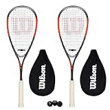 Wilson Hammer Team Squashschläger x 2, mit 3 Squashbälle