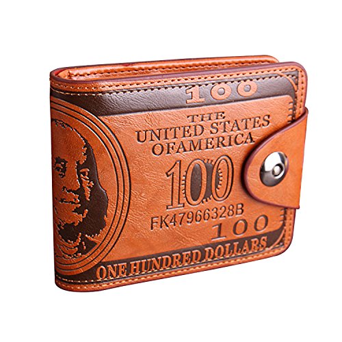 Image of LUI SUI-Men Us Dollar Bill Wallet Billfold Leather Credit Card Photo Holder (Coffee)