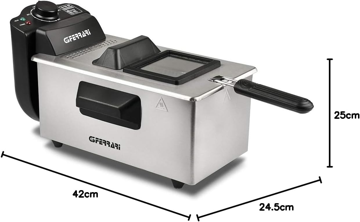 G3 Ferrari G10124 Pastella Friggitrice Inox Smontabile, 3 Lt, 2000W G3 Ferrari G10124 Pastella Friggitrice Inox Smontabile, 3 Lt, 2000W