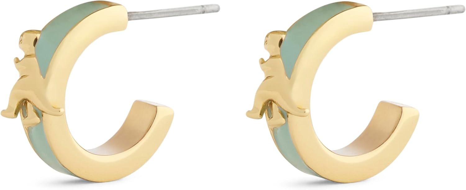 COACH Jewelry Women's Signature Rexy Enamel Huggie Earrings