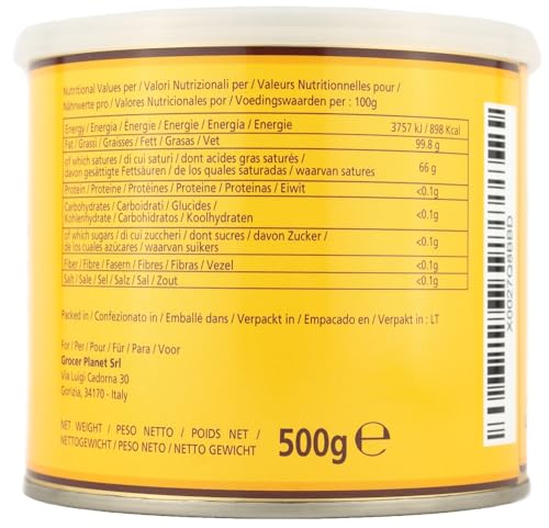 Grocer Planet - Natürliche Ghee-Butter (500g) | Geklärte Butter | Ayurveda | Ideal für Keto und Paleo | Perfekt zum Backen und Braten