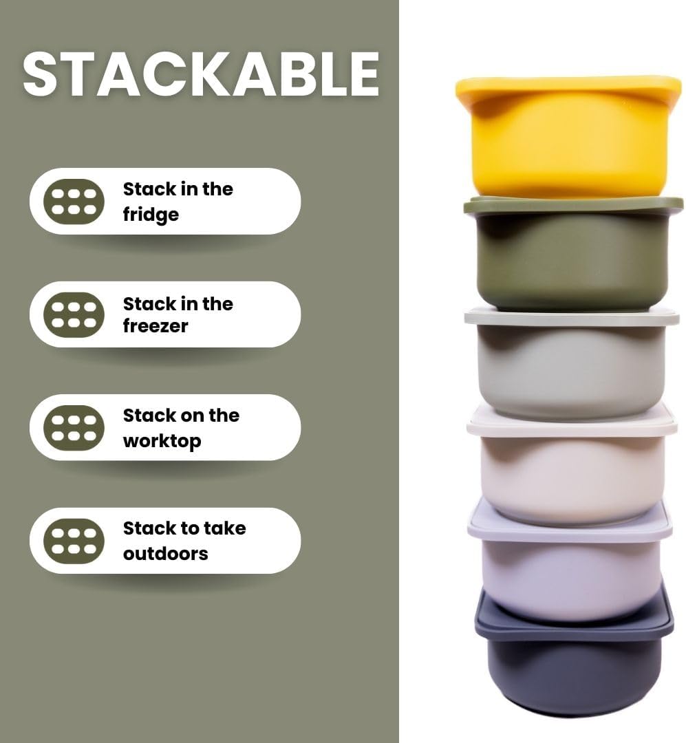 Babadoh Pizza Dough Proofing Silicone Containers with Lids | Pizza Making Accessories | The Perfect Pizza | Set of 6 | Multi Green (2 Dough, 2 Olive, 2 Sage) | Original Size (make 12" Pizzas)