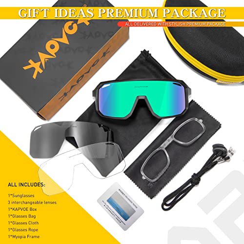 KAPVOE Polarized Cycling Glasses with 3 Interchangeable Lenses TR90 Sports Sunglasses Women Men - image 6