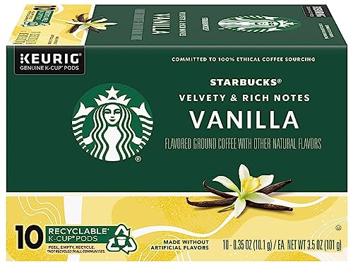 Image of Starbucks Flavored Coffee K-Cup Pods, Vanilla Flavored Coffee, Made without Artificial Flavors, Keurig Genuine K-Cup Pods, 10 CT K-Cups /Box (Pack of 4 Boxes)