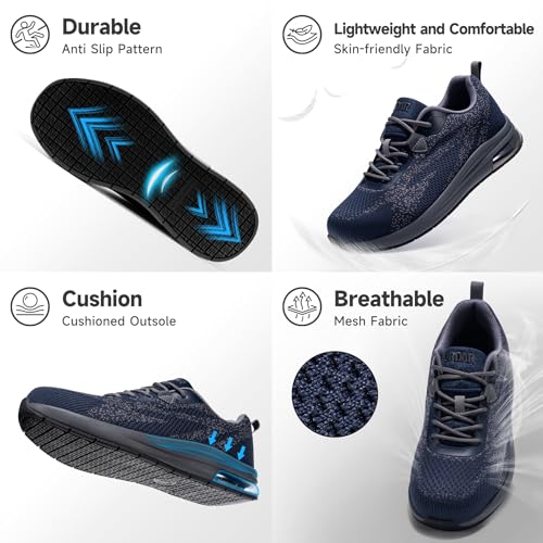 Image of Non Slip Cushioned Steel Toe Work Shoes for Men | Breathable material Lightweight Anti-fatighe ASTM Certified Tuck the Laces