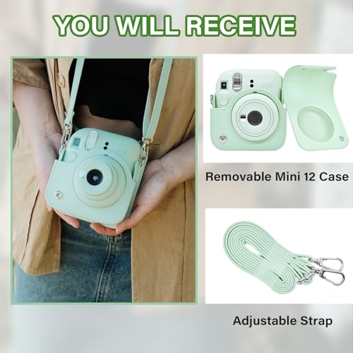 Funda para cámara Fuji Instax Mini 12 color verde menta miniatura 4