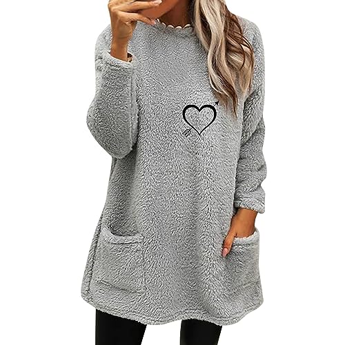 Pulloverkleid Damen Oversize, Plüsch Kleider...