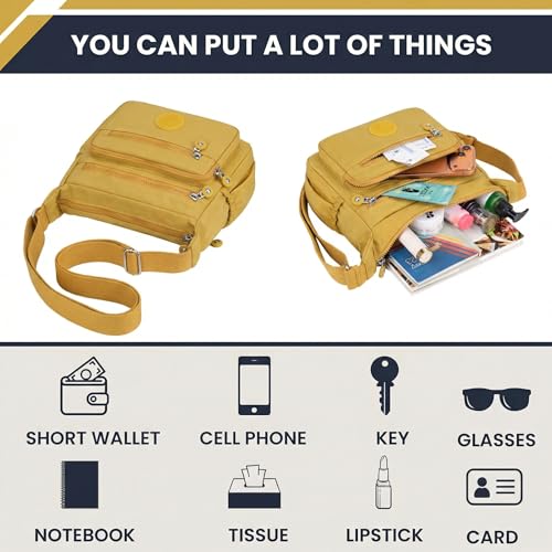 Image of TS WITH TECHSUN Women's Crossbody Sling Bag For Everyday Use, Nylon Shoulder Bag with Zipper Pockets, Adjustable Strap, Water Resistant Handbag for Travel, Shopping