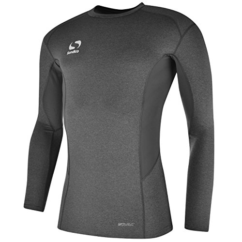 Sondico Base Core Herren Baselayer Langarm Rundhals Funktionsshirt Unterhemd Grau Large Cover