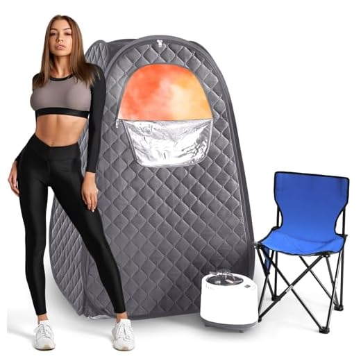 Single Person Sauna, Portable Steam Sauna Full Body for Home Spa, Sauna Tent with Steamer 2.6L 1000W Steam Generator, 90 Minute Timer, Chair, Remote Control Included(Dark Grey)