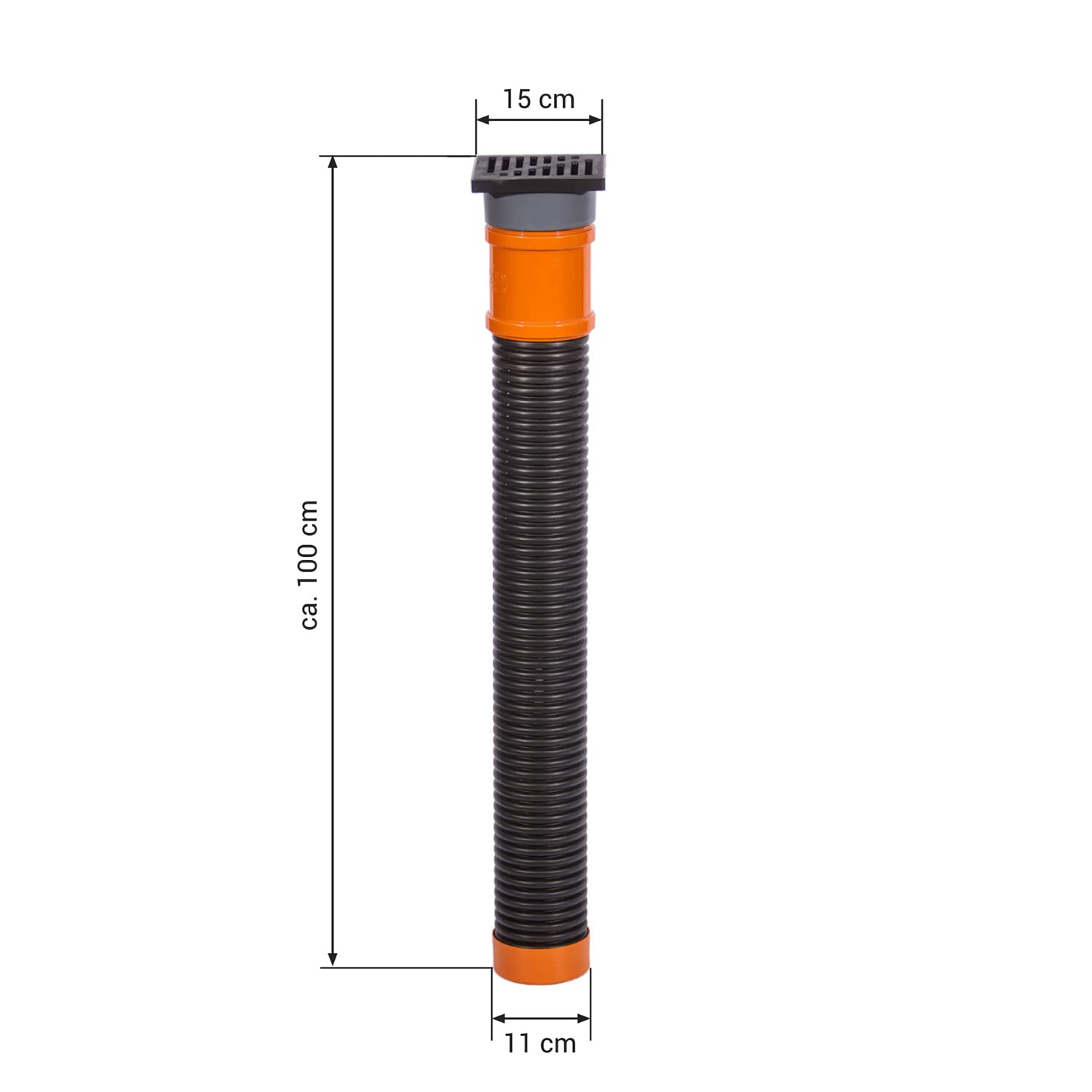 SPEEDPLANT Tubo di drenaggiolunghezza 1 m,Tubo di drenaggio con griglia, pozzetto Cortile, Scarico a Pavimento 15 x 15 cm per drenaggio/infiltrazione,