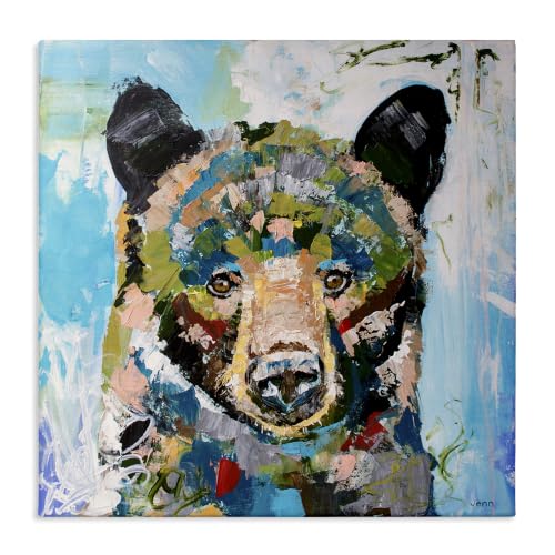 Abstract Bear Wildlife Modern, 24 x 24 Inch Canvas Wall Art