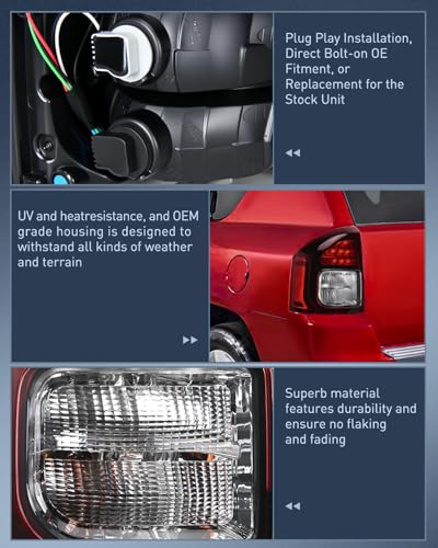 Image of Nilight Taillight Assembly Compatible with 2014 2015 2016 2017 Jeep Compass