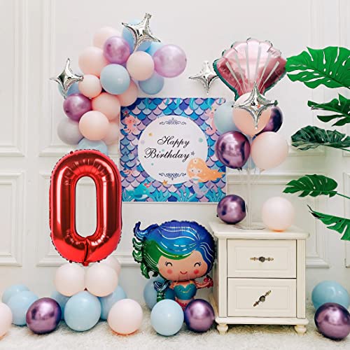 Image of 40 Inch Red 0 Balloon, Large Self Inflating Number Balloons 0-9