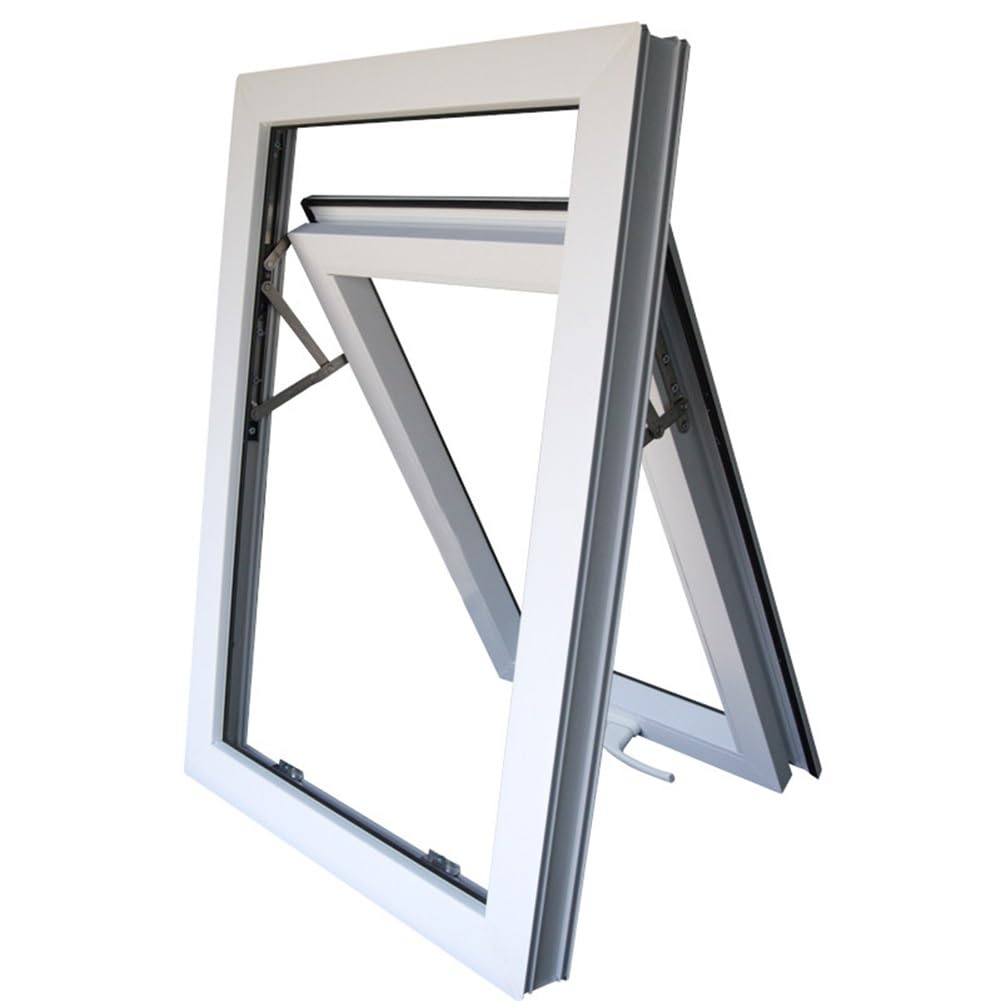 Ventana pequeña de PVC blanca para sótanos, ventana abatible individual para luz y ventilación, para garajes, gallineros y graneros(50 x 50cm/20x20in)