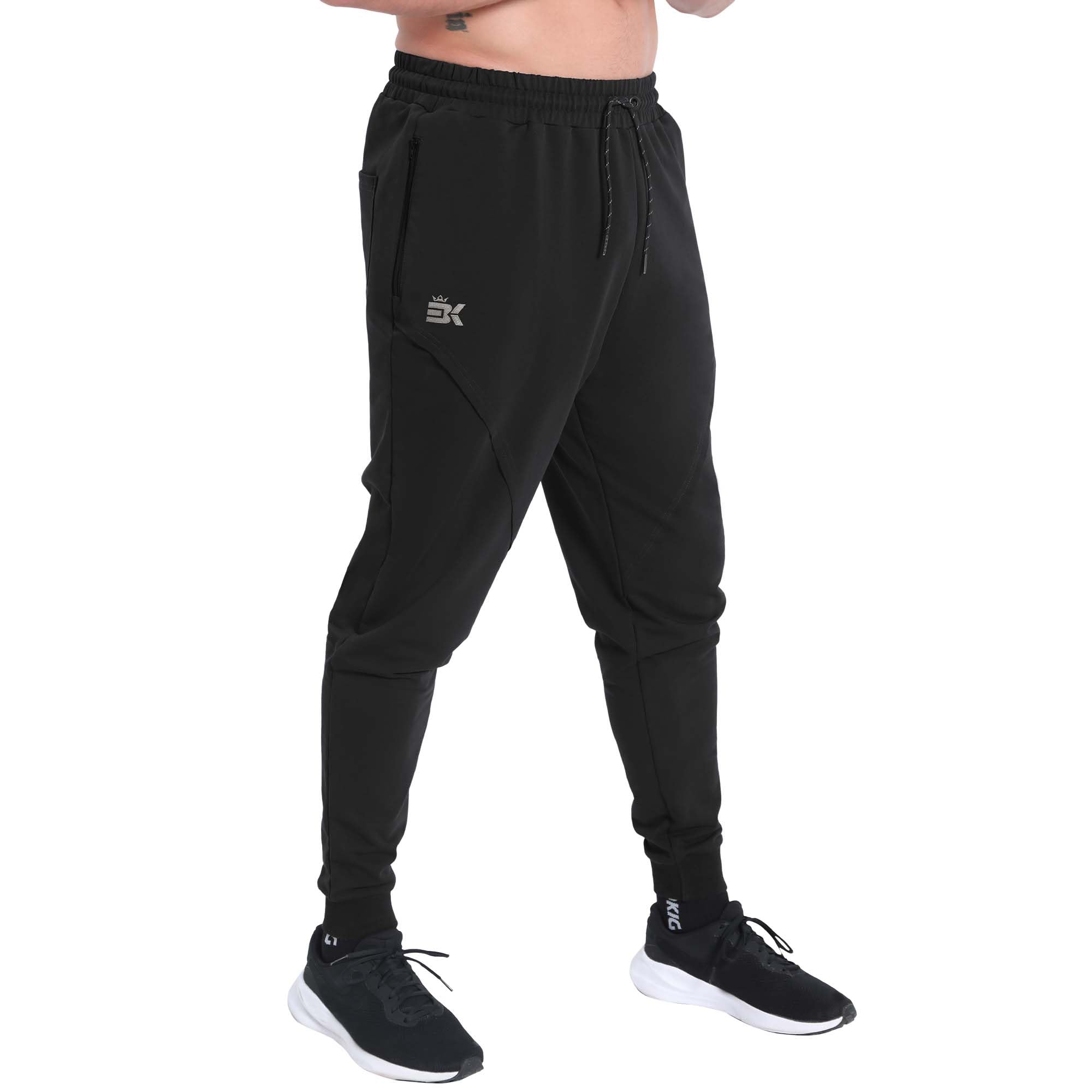 BROKIG Gym Jogginghose Herren Baumwolle Sport Fitness Hose | Sporthose Herren Lang, Trainingshose Herren Lang mit Reißverschlusstaschen, Atmungsaktiv Laufhose Herren Lang