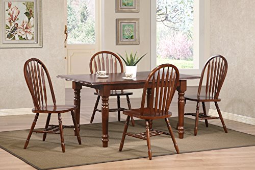 Sunset Trading DLU-820-CT-2 Andrews Windsor Arrowback Side Chestnut Brown Solid Wood | Set Of 2 Fully Assembled Sidechairs Dining Chair thumb #3