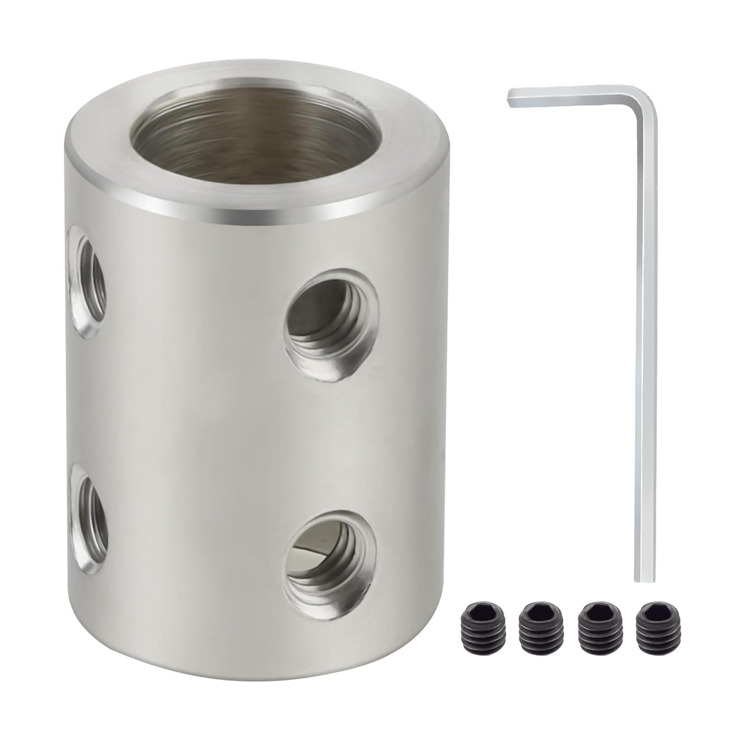 10mm to 10mm Shaft Coupler Connector, CLAHJQX 45# Steel Silver Length 22 mm Through Angle 90 Degree Rigid Coupling Set Motor Coupler Connector Rigid with Screws & Hex Wrench