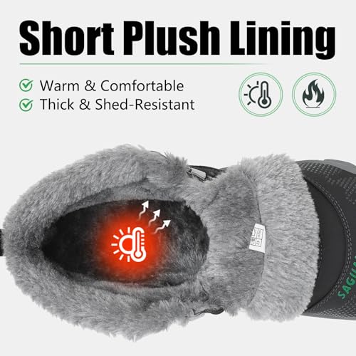 Miniatura 2 de Saguaro Barefoot Escarpines Hombre De Invierno Antideslizante Mujer Botas De Nieve Piel Zapatos De Interior Y Exterior, Gris Oscuro 39