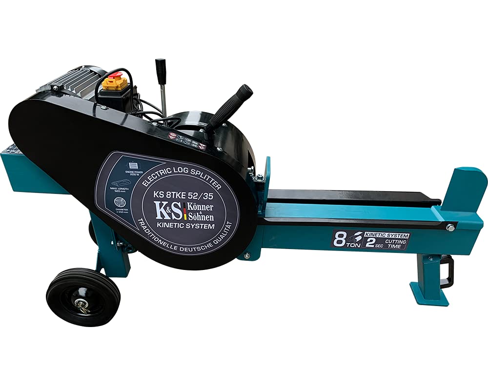 Cortador de leña cinética con motor eléctrico KS 8TKE 52/35, 2000 W, fuerza de corte máx. 8 toneladas, longitud máxima del tronco: 520 mm, diámetro máximo 350 mm,cortador de leña eléctrico.