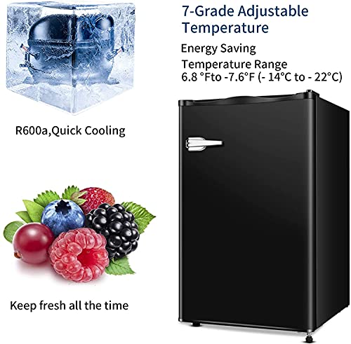 Kismile Compact Upright Freezer, Mini Freezer With Single Door And Removable Shelves, Freestanding Freezer For Apartment,Home,Office,Dormitory (Black, 2.3 Cu.ft) #TOP3