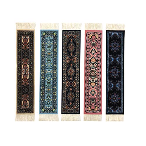 Set mit 5 Teppich-Lesezeichen, bunte Teppich-Lesezeichen zum Lesen, Miniatur-Design, orientalischer...