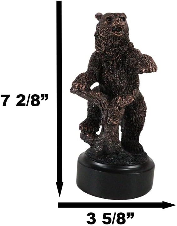 Miniatura 3 de Ebros Gift Estatua de oso grizzly rugiente feroz de pie junto al tocón de árbol con base redonda, 7.25 pulgadas de alto, figura galvanizada de
