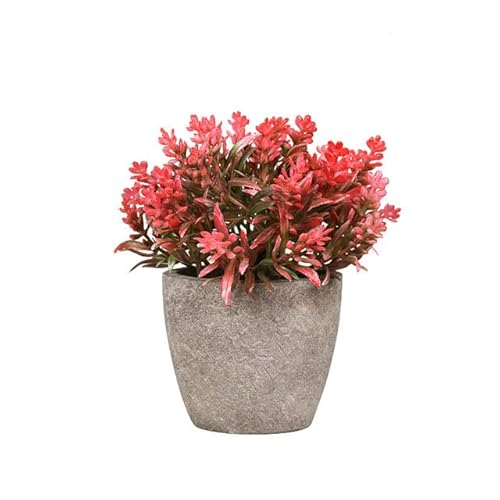 JOYDREAMDESIGN Neue Kunstpflanzen Bonsai Kleiner Baum Topf Gefälschte Pflanze Blumen Topf Ornamente Für Zuhause Zimmer Tisch Pulp Pot Garten Decor-Weizen rot