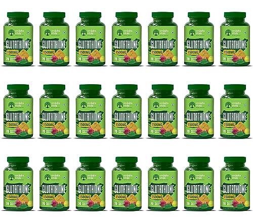 Image of Vruksha Vitals Glutathione 1500 mg with Vitamin C - 70 Tablets (Plant based Capsules Supplement) x Pack of 21