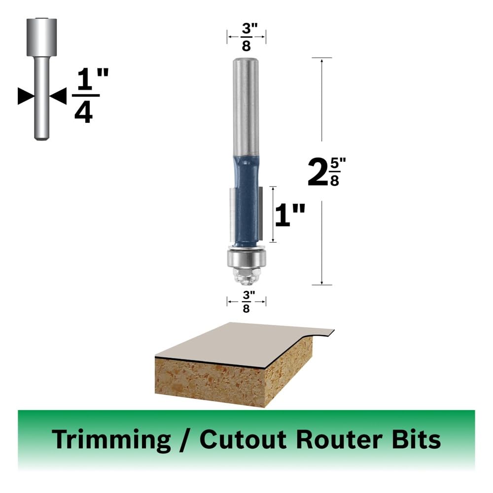 BOSCH Flush Trim Router Bit - Carbide Tip -2