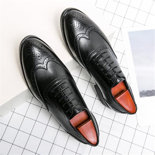 Mens Leather Lace Up Brogue Dress Oxford Shoes Classic Wingtip Low Top Party Formal Business Wedding Derby Shoes3