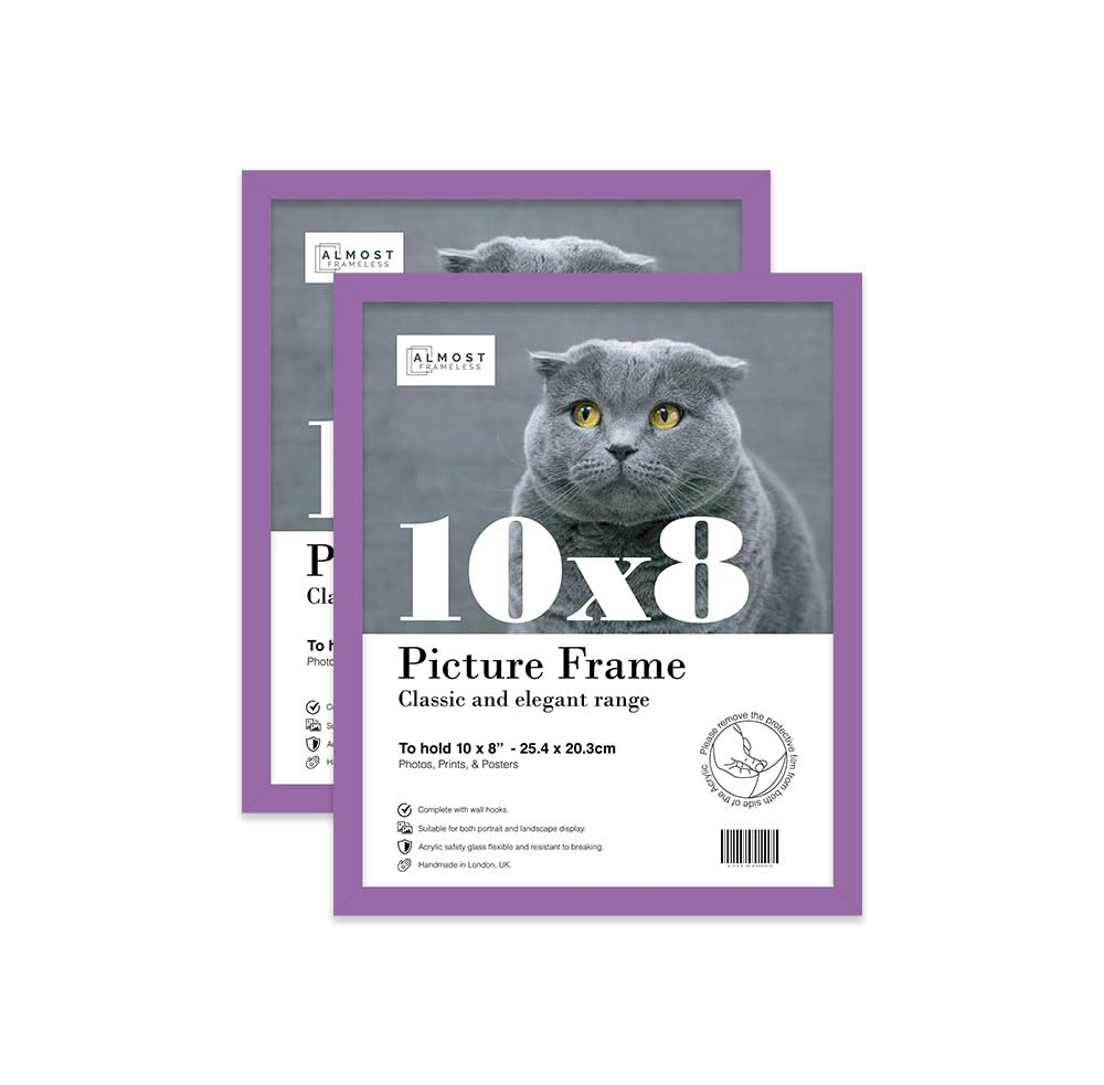 Almost Frameless 10x8 Purple Picture Frame Set of 2, Display 10x8 Picture Gallery Wall, Poster, Photo, Artwork, or Print, Yellow — image 1