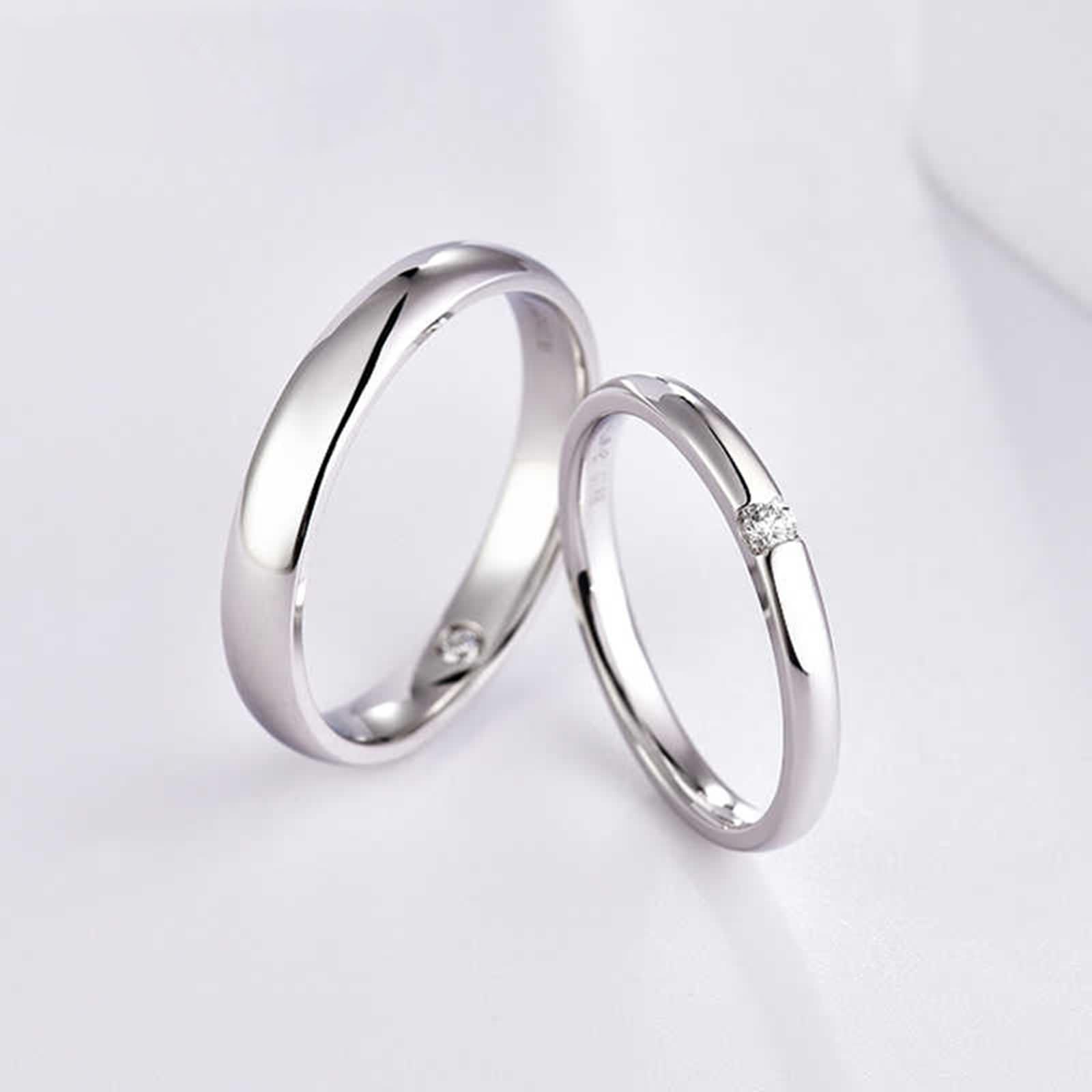 Anillo de compromiso de oro 375, anillo Promise para hombre con diamante blanco de 0,02 quilates, plata de ley de 9 quilates, oro blanco de 9 quilates, talla 52 (16,6)