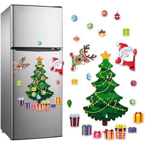 LIZHOUMIL Christmas Refrigerator Magnets Christmas Tree Decoration Magnetic Stickers Christmas Magnets for Fridge Metal Door Garage as Shown as Shown As Shown in The Picture 1 PVC Soft Magnetic Cover