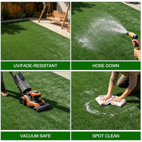 12FT x 12FT Artificial Grass Turf, 1.38" Pile Height Fake Grass Carpet by HEVIKE - Used condition - Image 8