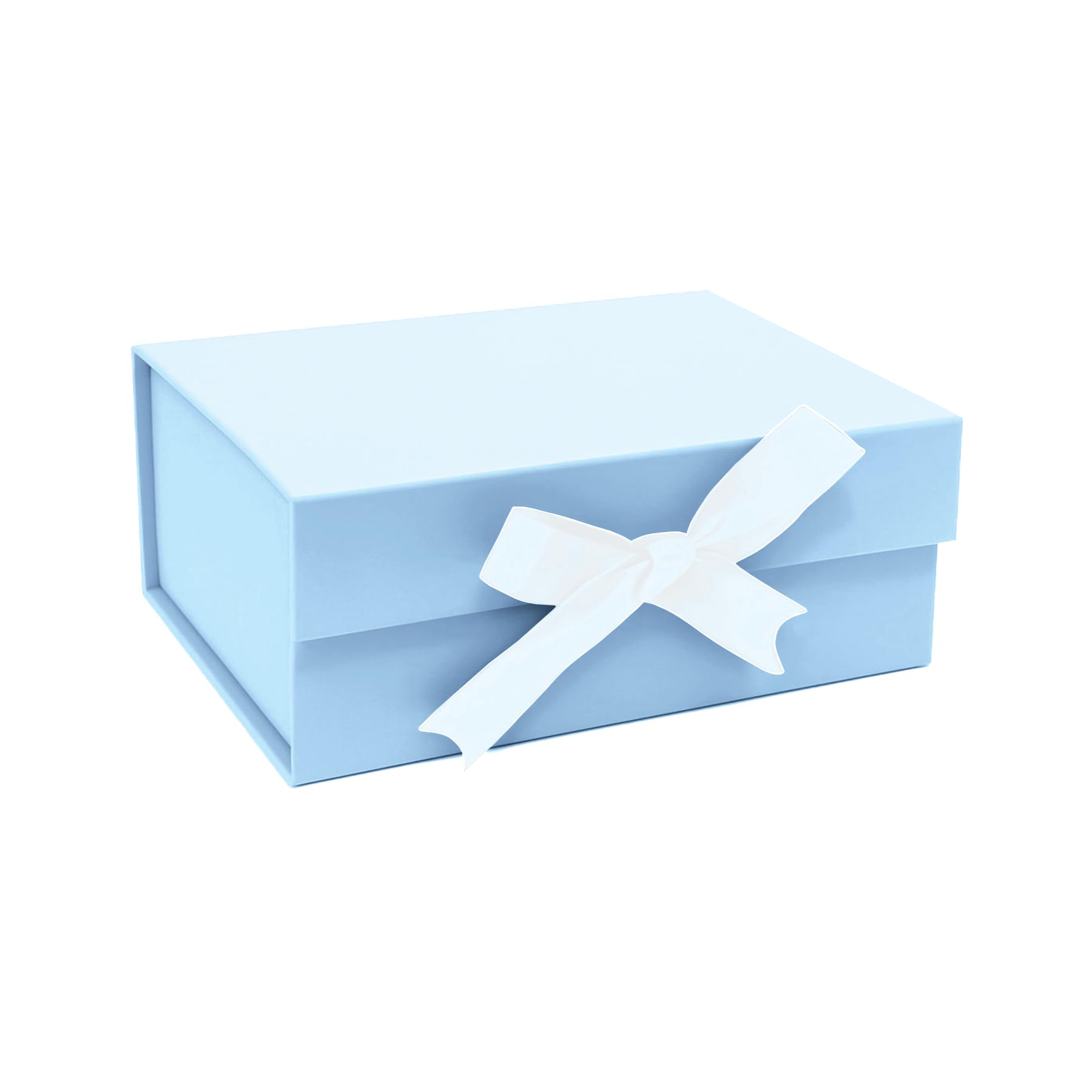 Boxotica Powder Blue Rigid Gift Box-Foldable Hamper Box with Ribbon, Greeting Card & QR Bow Tutorial, Soft Matte Finish, Small 23×16×10 cm-Reusable Keepsake Box for Weddings, Birthdays & Return Gifts-image-47