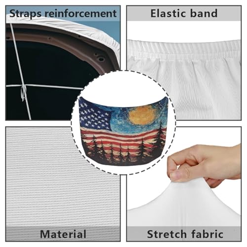 Image of Waterproof Car Hood Cover American Flag Stars Stretch Protector for Car Hood Removable Automotive Accessories for Most Automotive Sedans Trucks Pickup SUVs