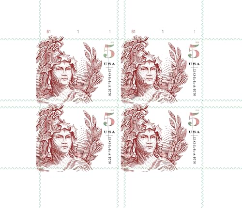 $5 Statue of Freedom 2018 (Sheet of 4) Vintage Patriotic Definitive Denominated Mail-Use Additional Postage Stamps