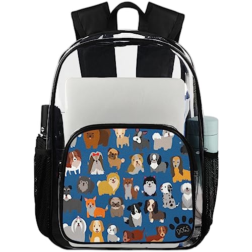 Sac à dos transparent étanche 20.5L TropicalLife Funny Dogs multicolore pour voyage