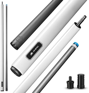 RHINO LUMINAX Carbon Fiber Billiard Cue Stick, Pro Taper Low Deflection Shaft, 3/8-8 Stainless Steel Joint, Composite Butt