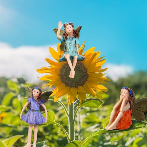 Blulu 6 Pieces Miniature Fairies Accessories Mini Figurines With Stick Little Girl Sculpture Yard Ornaments Potted Plants Resin Decor For Outdoor Garden Lawn Decoration thumb #5