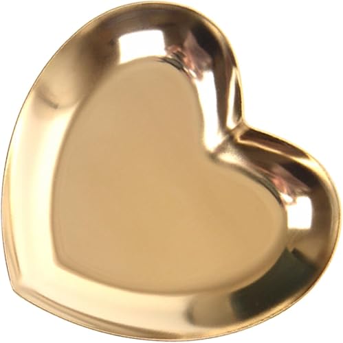TOVINANNA Heart Shaped Jewelry Tray Gold Metal Organizer for Rings and Necklaces