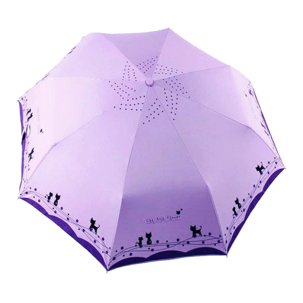 umbresenWindproof Compact Travel Folding Cute Cat Umbrella,Auto Open Close Rain&Sun Lightweight Portable Umbrellas with Cover for Kids Women Men