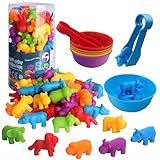 CYZAM Counting Animals Matching Game with Sorting Cups, Montessori Sorting & Counting Toys, Preschool Color Learning Toys for 3 4 5 Years Old Girls Boys, STEM Educational Toy for Toddler (36 Animals)